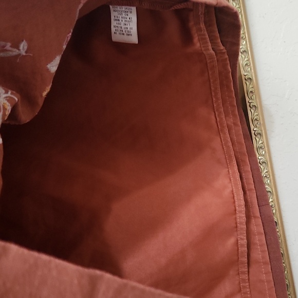 100% Linen Embroidered Floral Skirt  Rust Color Concert Coachella Sexy Large - Picture 6 of 10